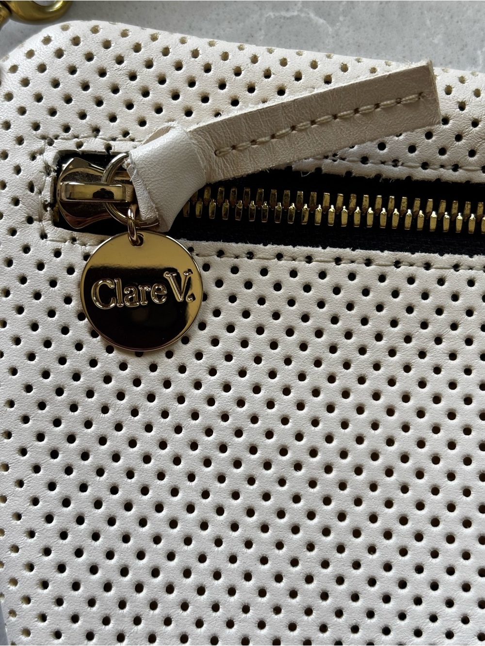Clare V Grande Fanny Cream Perforated
Leather Crossbody Bag - Picture 2 of 11